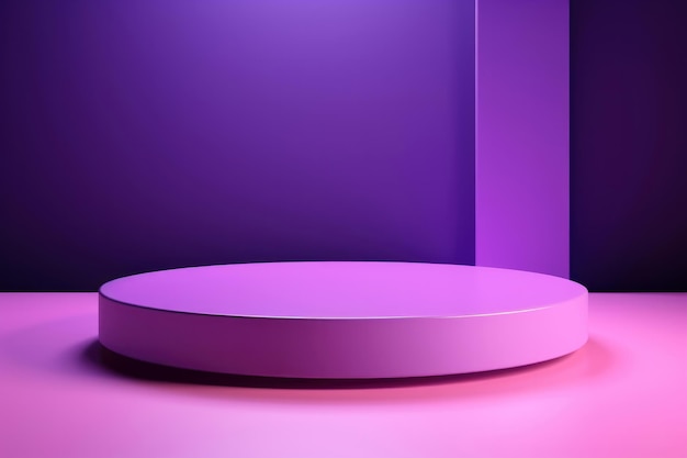 A round pink base placed on a pink table with a purple background