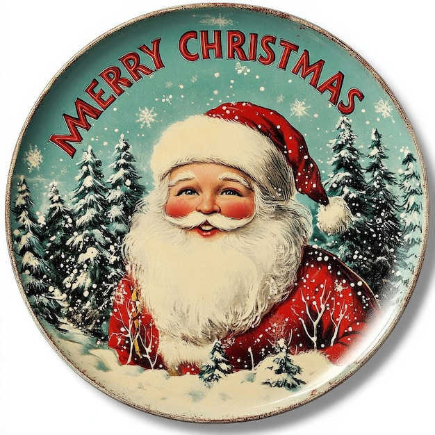 Photo a round plate with a santa claus on it