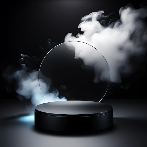 Round Podium in Mystical Smoke Setting 3D Rendering