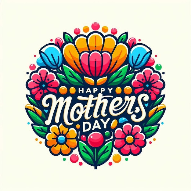 a round poster with colorful flowers and the words happy mothers day on it