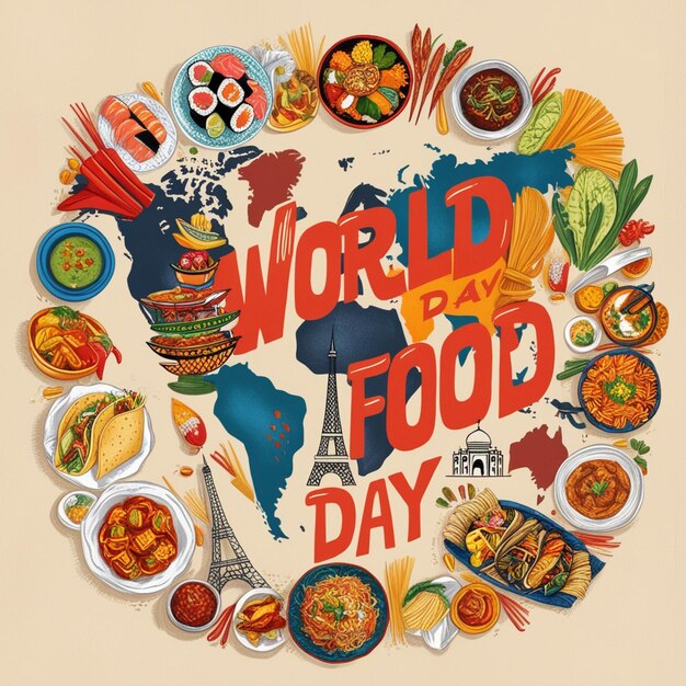 a round poster with a world day written on it