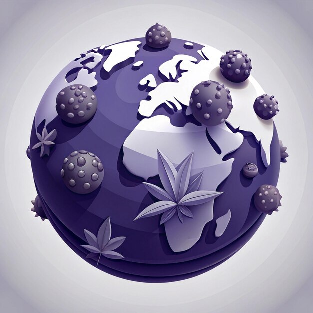 Photo a round purple ball with flowers and leaves on it