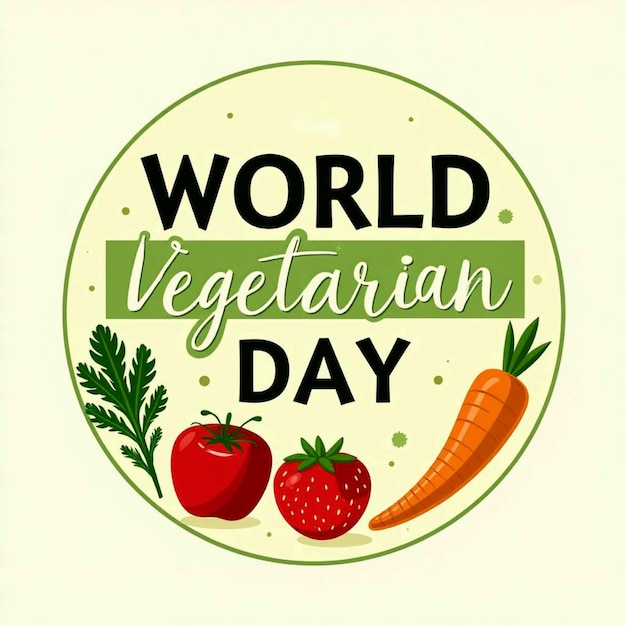 a round sign for world vegan day is displayed on a white background