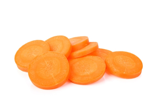 Round slices carrots slices isolated on white background