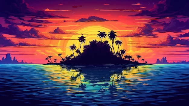 Round sunset samui island is surrounded by a tropical beachscape Generative ai