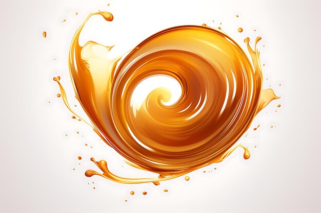 Round swirl liquid splash isolated on background