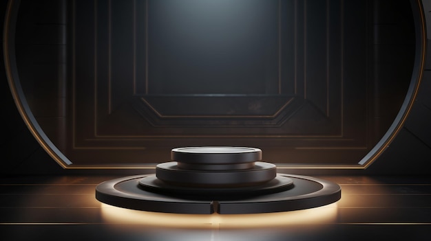 a round table with a black base and a round base with a round base that says  the date