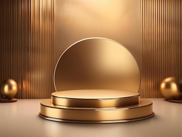 Photo a round table with a gold base and a gold background