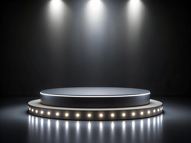 Photo a round table with lights on it and a round table with a round top that says  round