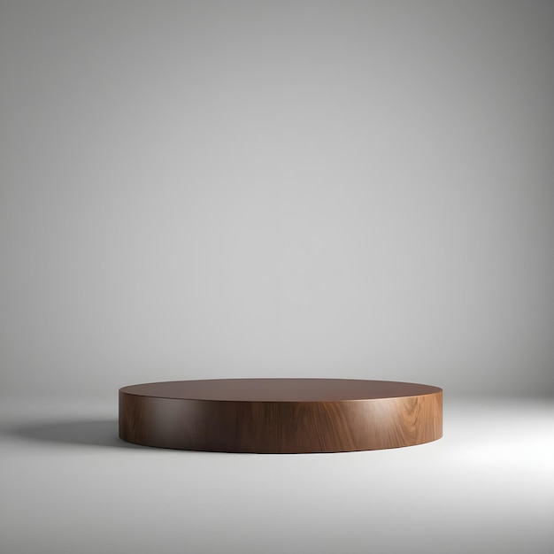 a round table with a round top sits on a white table