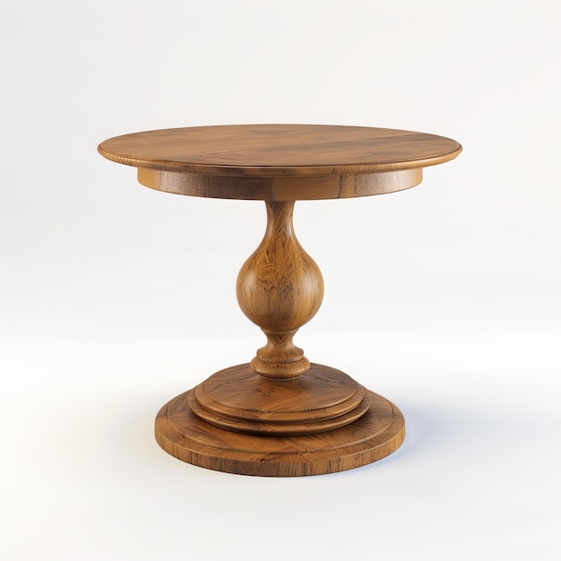 a round table with a wooden base and a round top