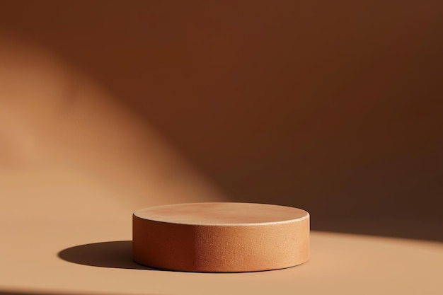 Round terracotta platform with gentle shadows for presentation your product