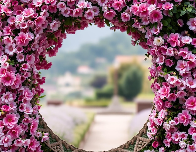 Photo the round wedding arch on the background