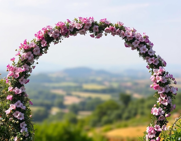 The round wedding arch on the background