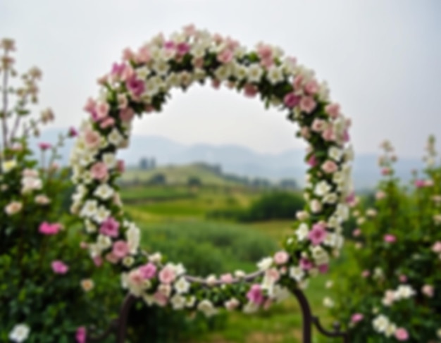 The round wedding arch on the background