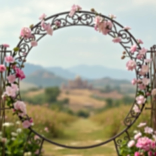 Photo the round wedding arch on the background