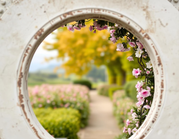 Photo the round wedding arch on the background