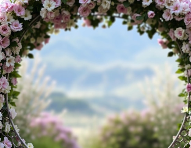 The round wedding arch on the background