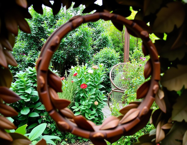 Photo the round wedding arch on the background