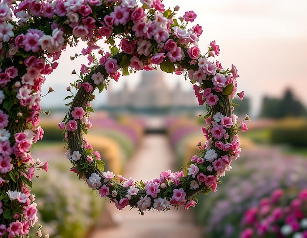 Photo the round wedding arch on the background