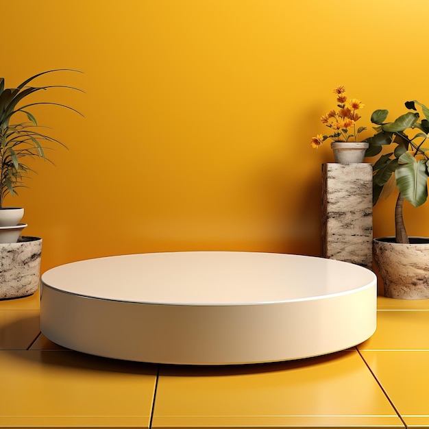 a round white bathtub with plants on the side