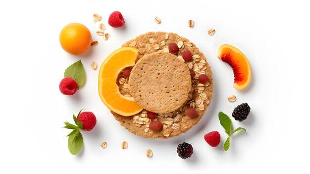 Round wholewheat biscuit with oat meal and pieces