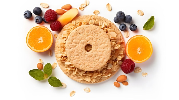 Round wholewheat biscuit with oat meal and pieces