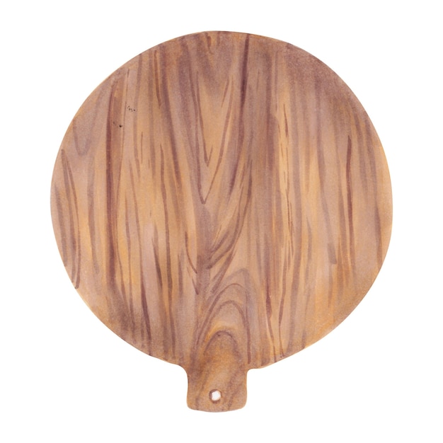 Round wooden cutting board One object top view The cut element element for design decoration