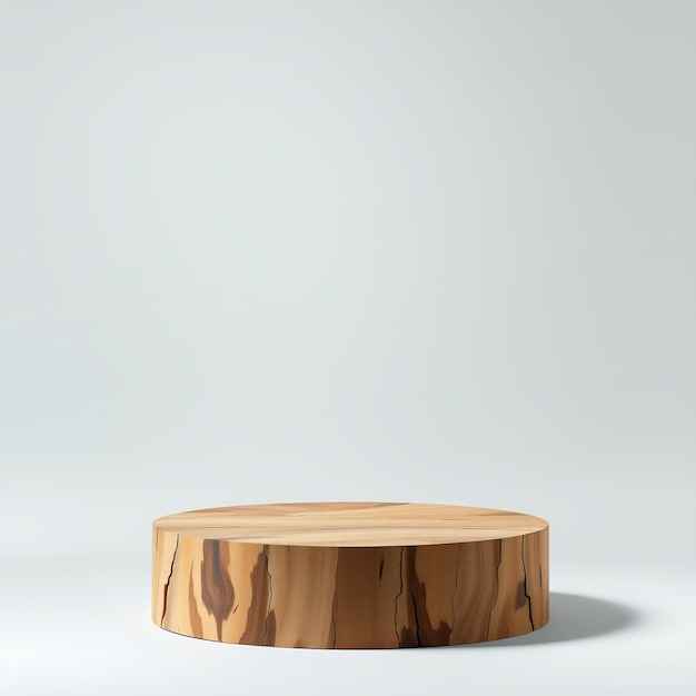 Round wooden platform on a white background