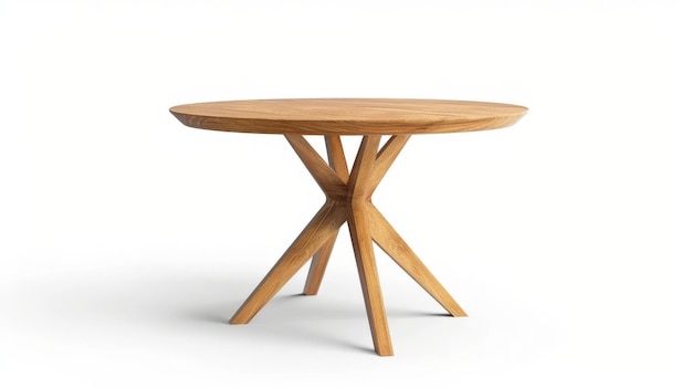 Photo round wooden table with a unique stand