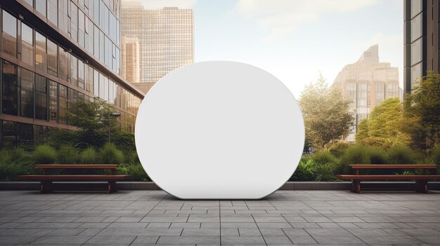 Photo a rounded blank company sign mockup placed outdoors a space for adding a company sign or logo