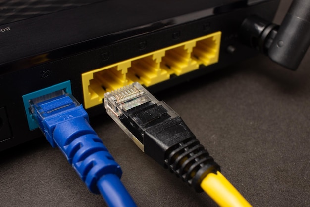 router with connected wires of different colors