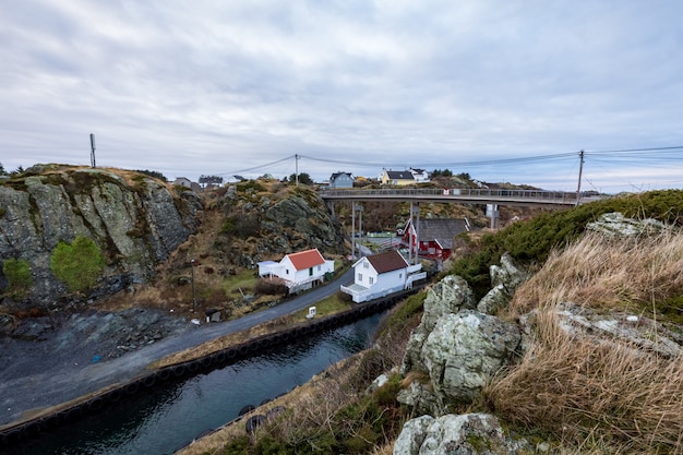 Rovaer in Haugesund, Norway - januray 11, 2018: The Rovaer archipelago in Haugesund, in the norwegian west coast.