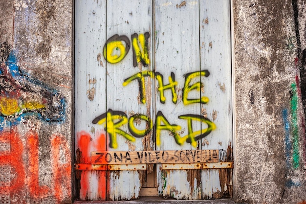 Rovigo Italy 24 april 2022 On the road graffiti written