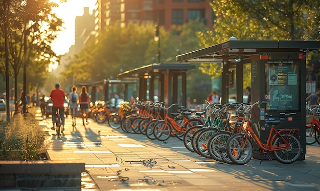 Photo a row of bicycles with the word quot bicycles quot on the front