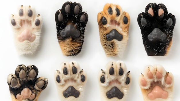 a row of black and brown paw prints