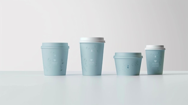 a row of blue cups with the word  f  on them