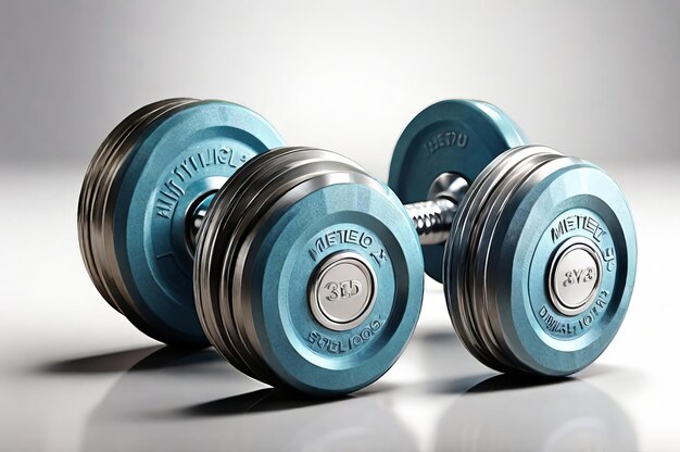 Photo a row of blue dumbbells with the word  medio  on the side