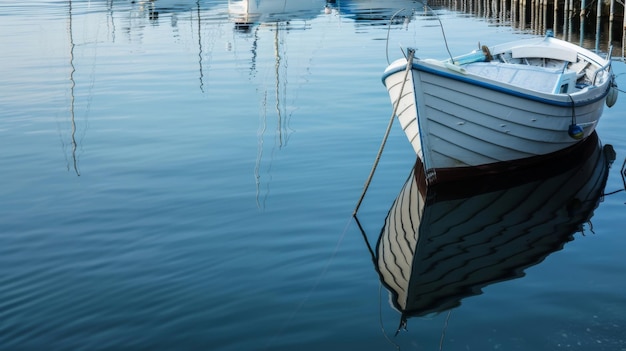 Row of Boats Floating on Water