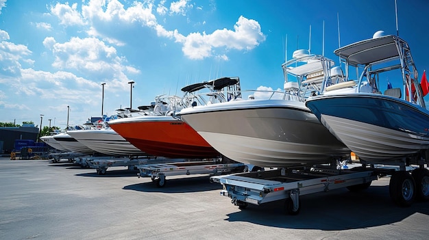 Row of Boats on Trailers