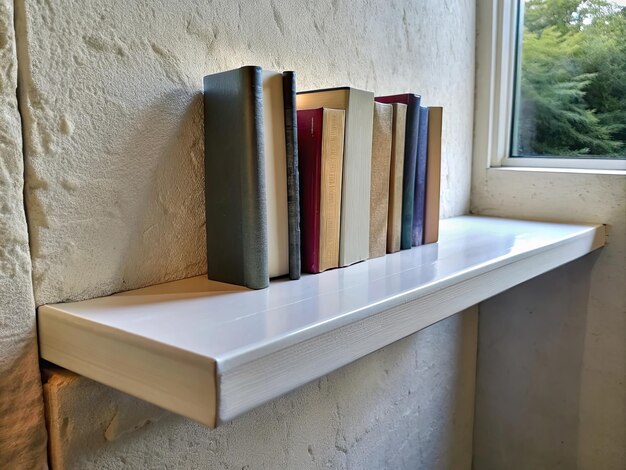 Photo a row of books are lined up on a shelf