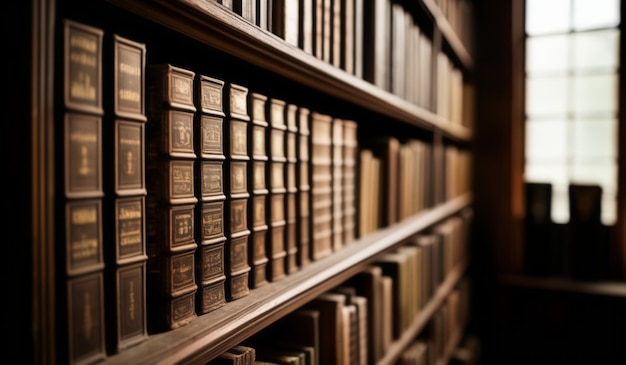 Photo a row of books on a shelf with the letters lon the bottom