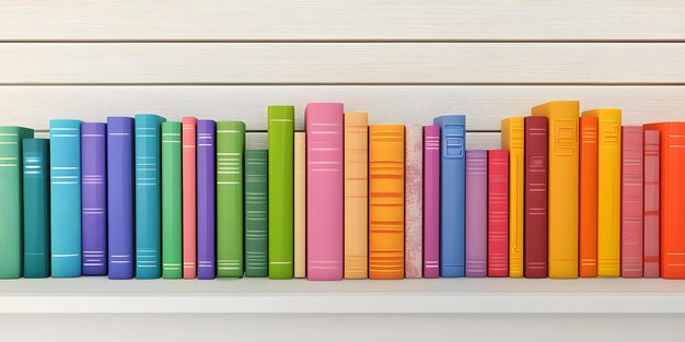 Photo row of bookshelves with colorful spines