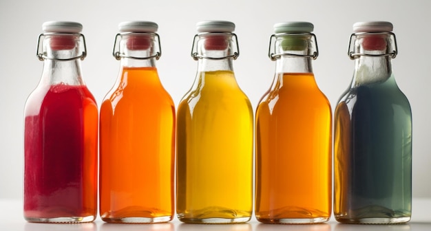 A row of bottles of apple cider vinegar