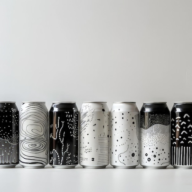 Photo a row of cans with the words  science  on them