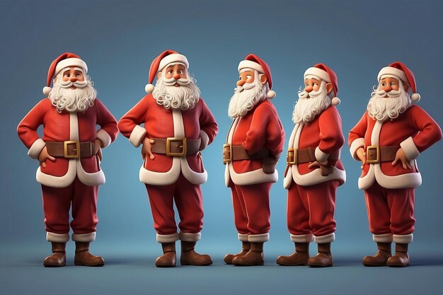 Photo a row of cartoon characters with one of them wearing a santa suit