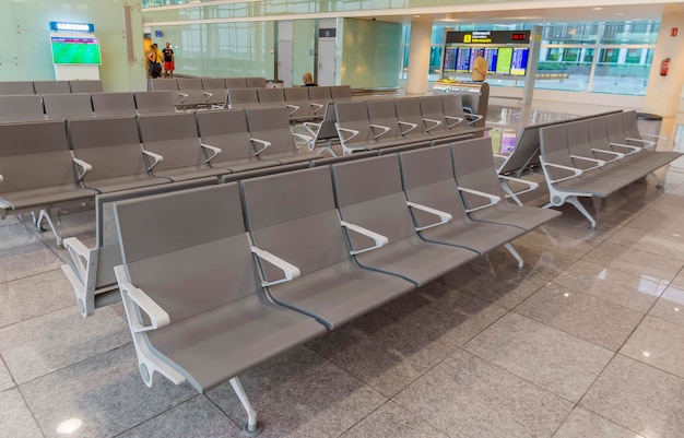 Row of chairs in Barcelona airport