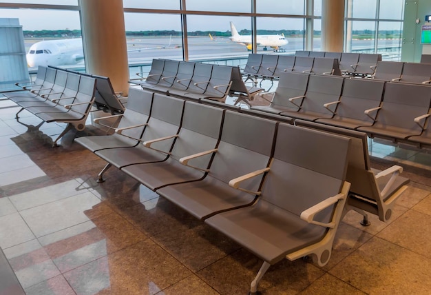 Row of chairs in Barcelona airport