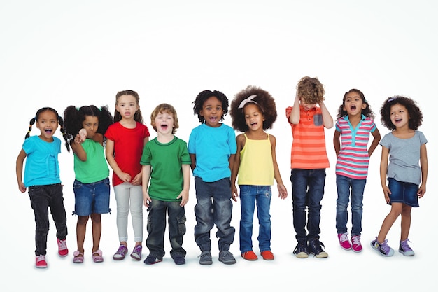 A row of children standing together