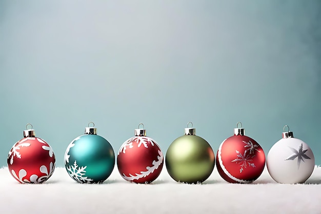 Photo a row of christmas ornaments with snowflakes on them